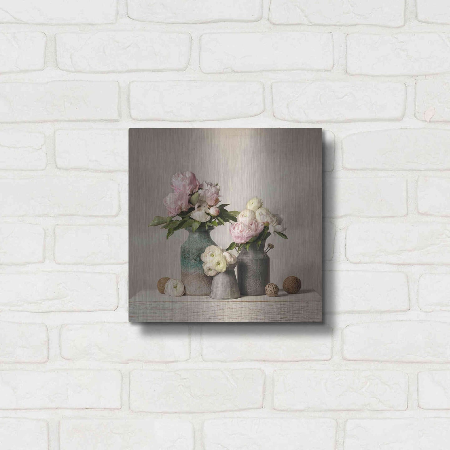 Luxe Metal Art 'Three Spring Blooms' by Leah McLean Metal Wall Art,12x12