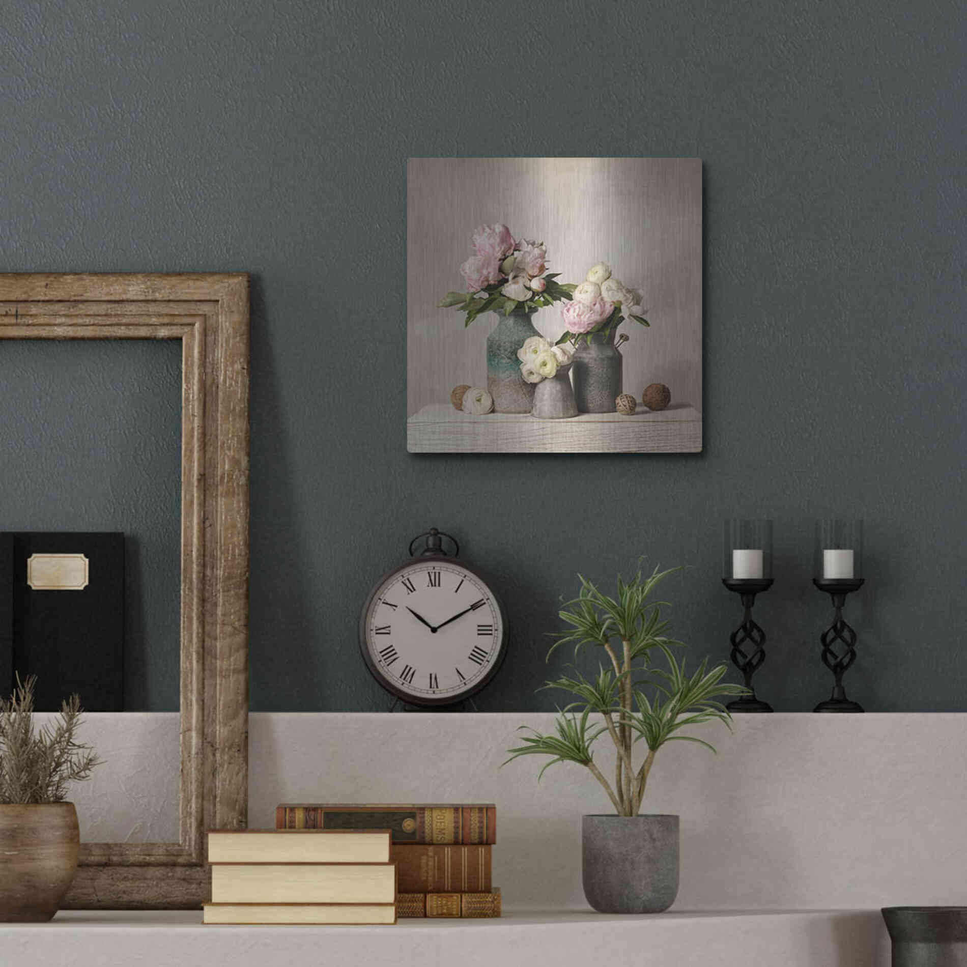 Luxe Metal Art 'Three Spring Blooms' by Leah McLean Metal Wall Art,12x12