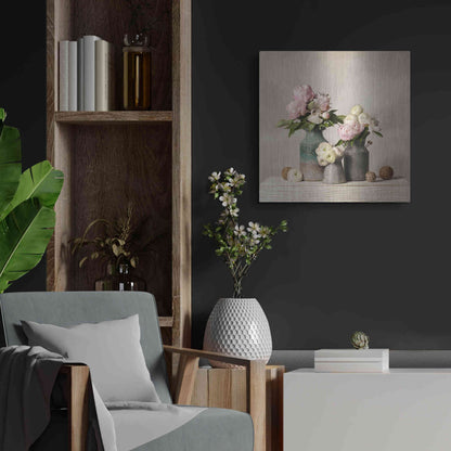 Luxe Metal Art 'Three Spring Blooms' by Leah McLean Metal Wall Art,24x24