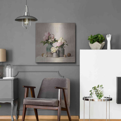 Luxe Metal Art 'Three Spring Blooms' by Leah McLean Metal Wall Art,24x24