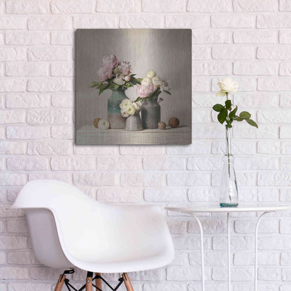 Luxe Metal Art 'Three Spring Blooms' by Leah McLean Metal Wall Art,24x24