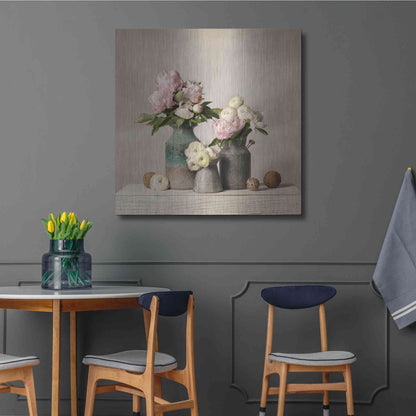 Luxe Metal Art 'Three Spring Blooms' by Leah McLean Metal Wall Art,36x36