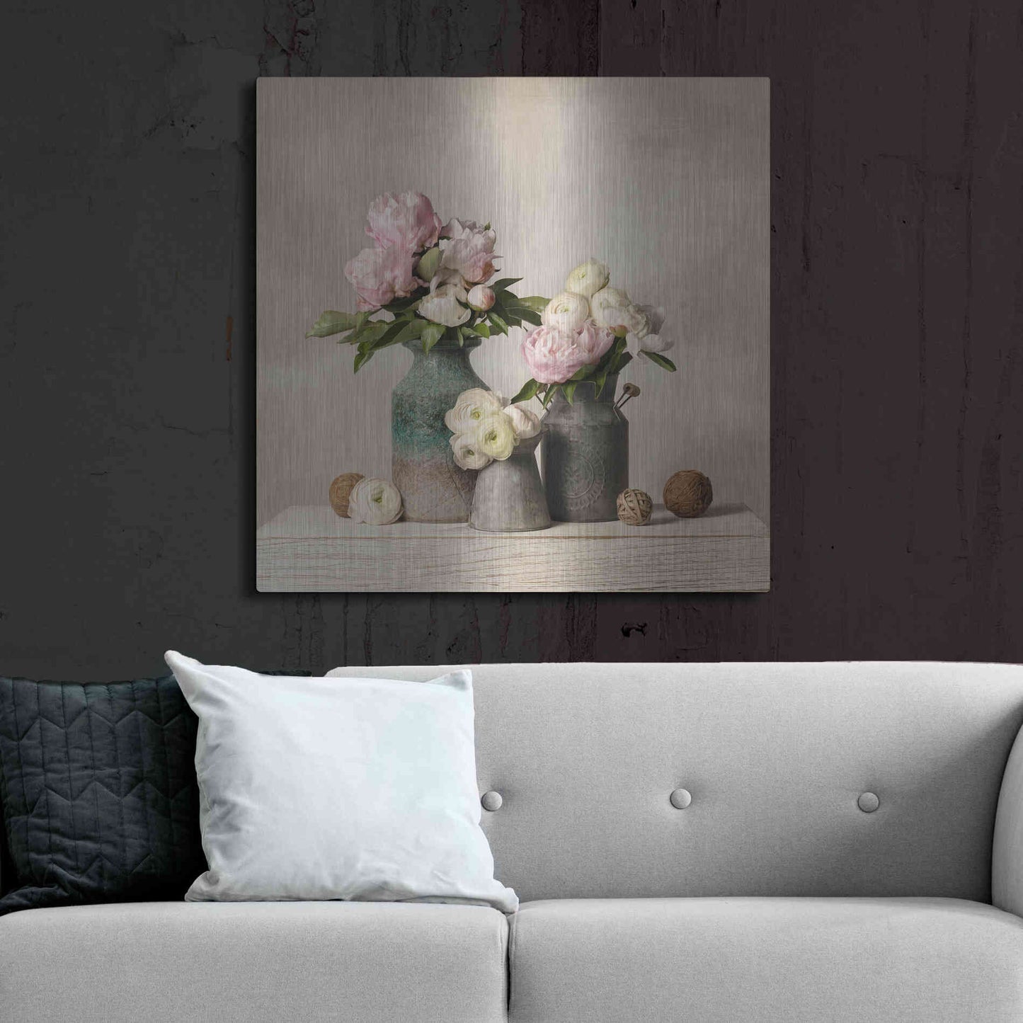Luxe Metal Art 'Three Spring Blooms' by Leah McLean Metal Wall Art,36x36