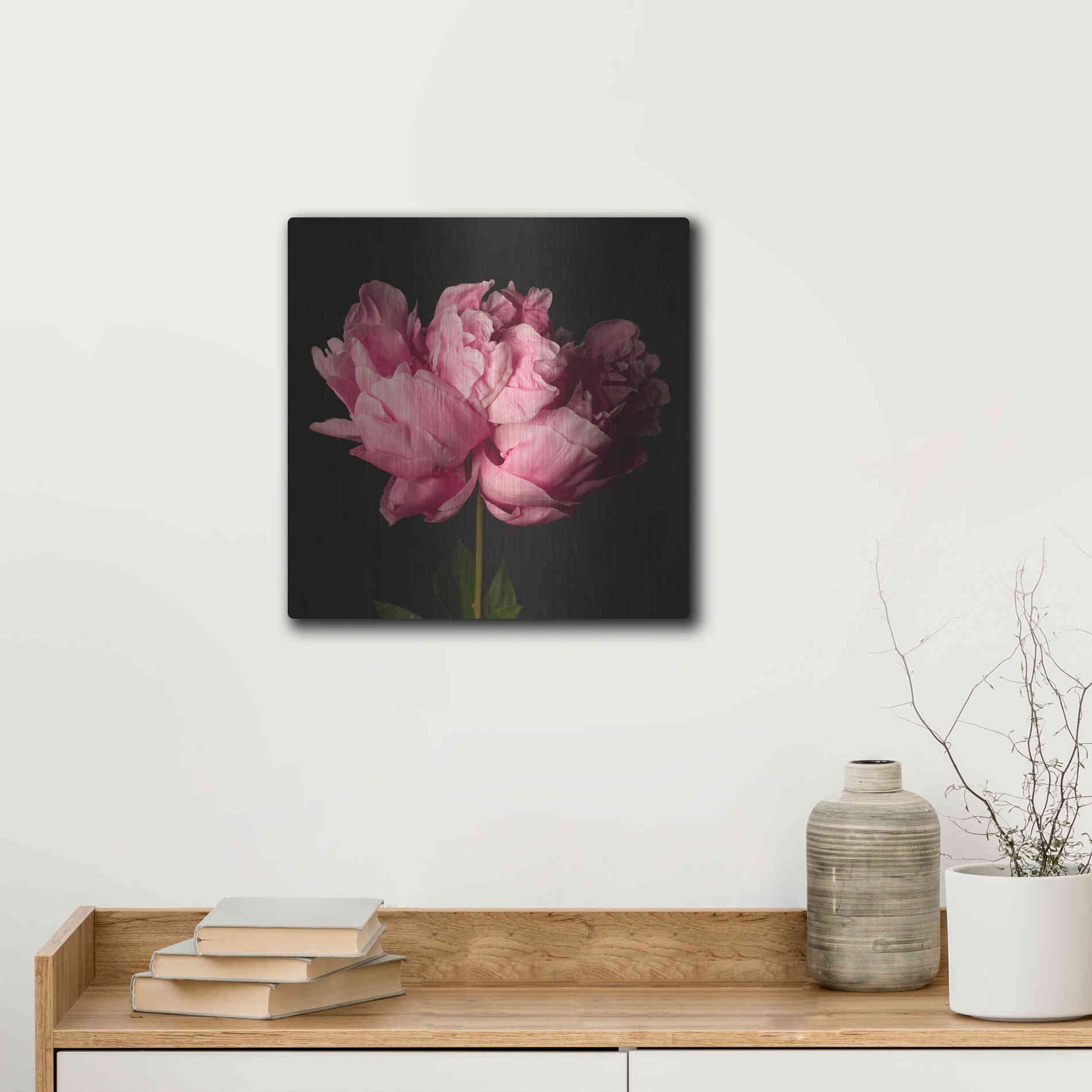 Luxe Metal Art 'Perfect Peony' by Leah McLean Metal Wall Art,12x12