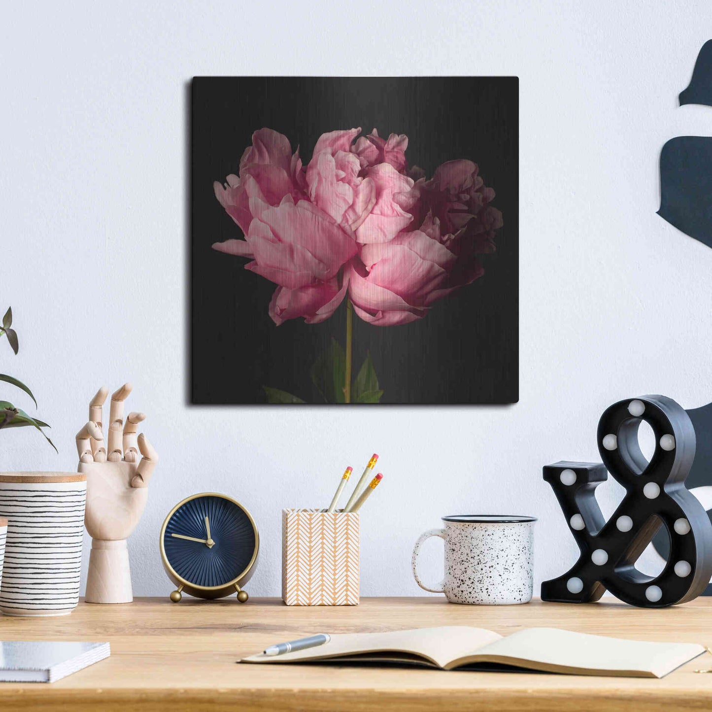 Luxe Metal Art 'Perfect Peony' by Leah McLean Metal Wall Art,12x12