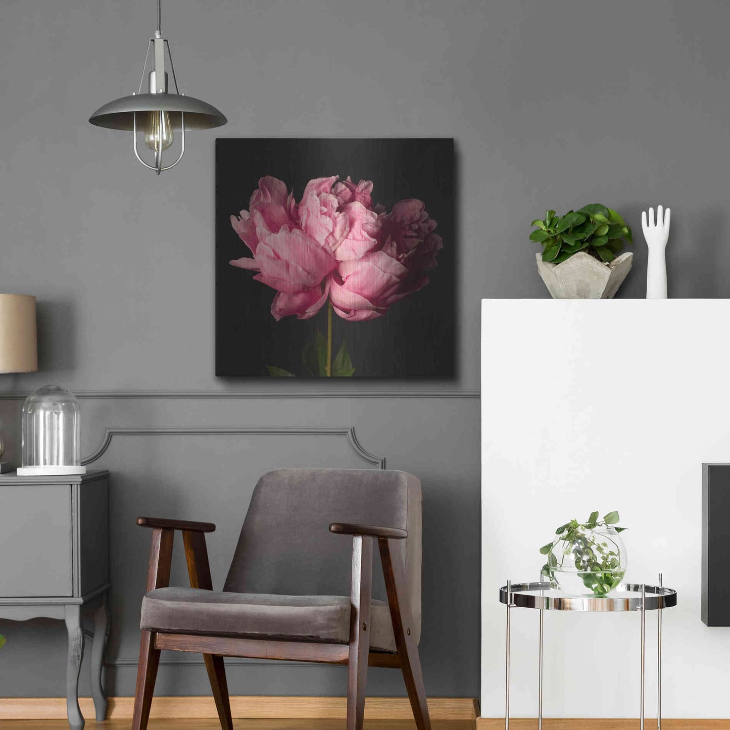 Luxe Metal Art 'Perfect Peony' by Leah McLean Metal Wall Art,24x24