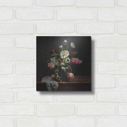 Luxe Metal Art 'Pear And Parrot Tulip Still Life' by Leah McLean Metal Wall Art,12x12