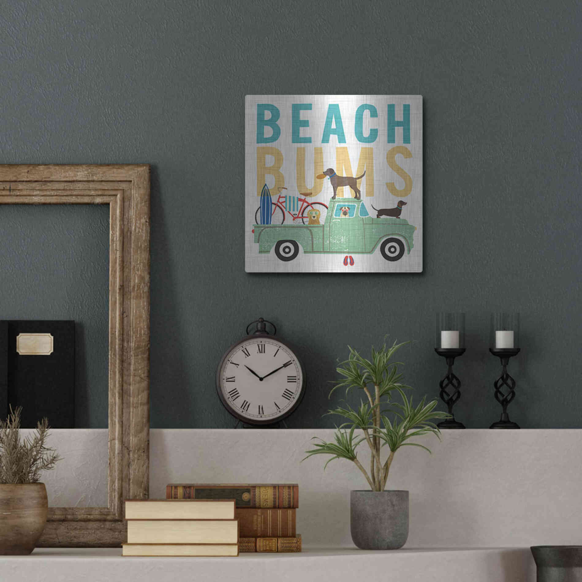 Luxe Metal Art 'Beach Bums Truck I square' by Michael Mullan, Metal Wall Art,12x12