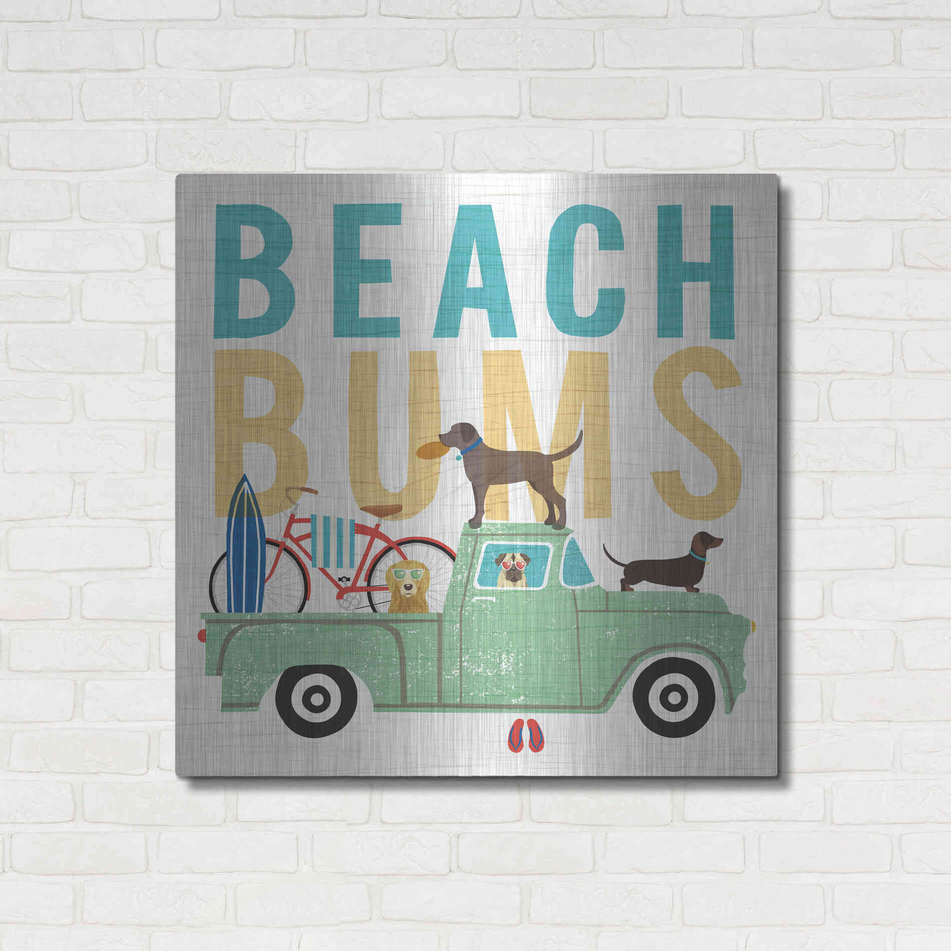 Luxe Metal Art 'Beach Bums Truck I square' by Michael Mullan, Metal Wall Art,36x36