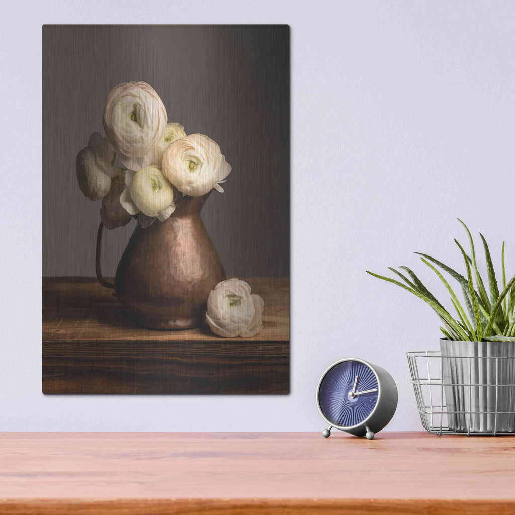 Luxe Metal Art 'Pitcher Perfect Petals' by Leah McLean Metal Wall Art,12x16