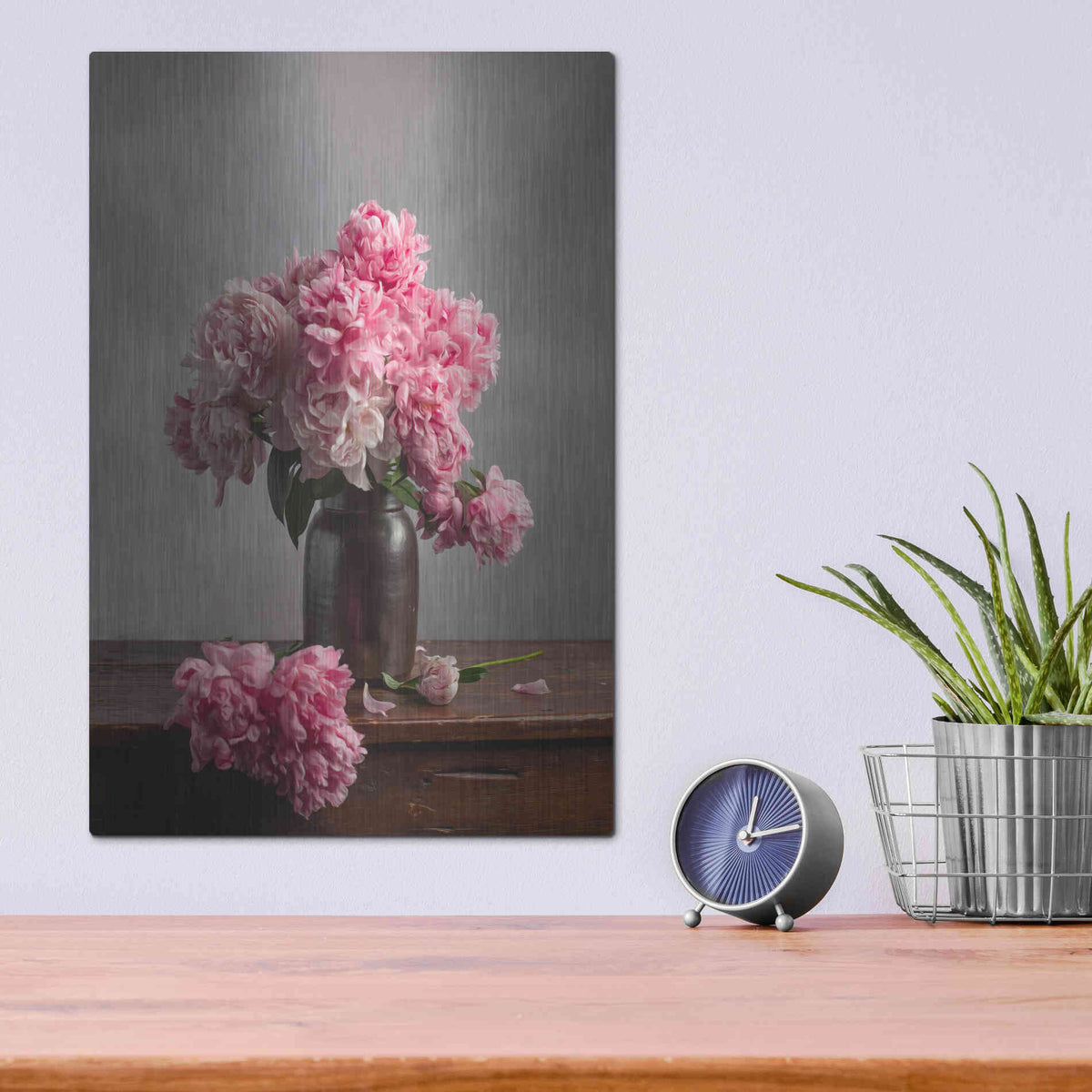 Luxe Metal Art 'Layers Of Pink' by Leah McLean Metal Wall Art,12x16