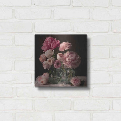 Luxe Metal Art 'Rose And Peony Dark Duet' by Leah McLean Metal Wall Art,12x12