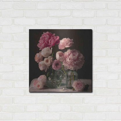 Luxe Metal Art 'Rose And Peony Dark Duet' by Leah McLean Metal Wall Art,24x24