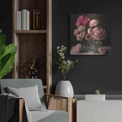 Luxe Metal Art 'Rose And Peony Dark Duet' by Leah McLean Metal Wall Art,24x24