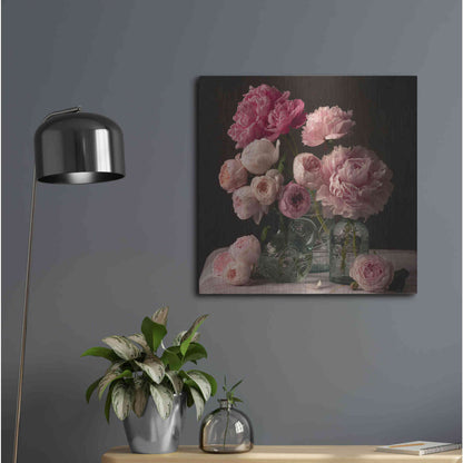 Luxe Metal Art 'Rose And Peony Dark Duet' by Leah McLean Metal Wall Art,24x24