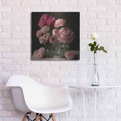 Luxe Metal Art 'Rose And Peony Dark Duet' by Leah McLean Metal Wall Art,24x24
