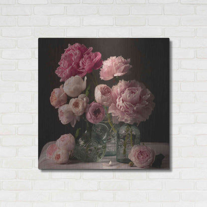 Luxe Metal Art 'Rose And Peony Dark Duet' by Leah McLean Metal Wall Art,36x36