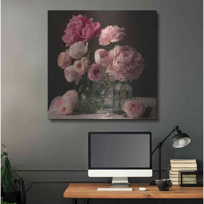 Luxe Metal Art 'Rose And Peony Dark Duet' by Leah McLean Metal Wall Art,36x36