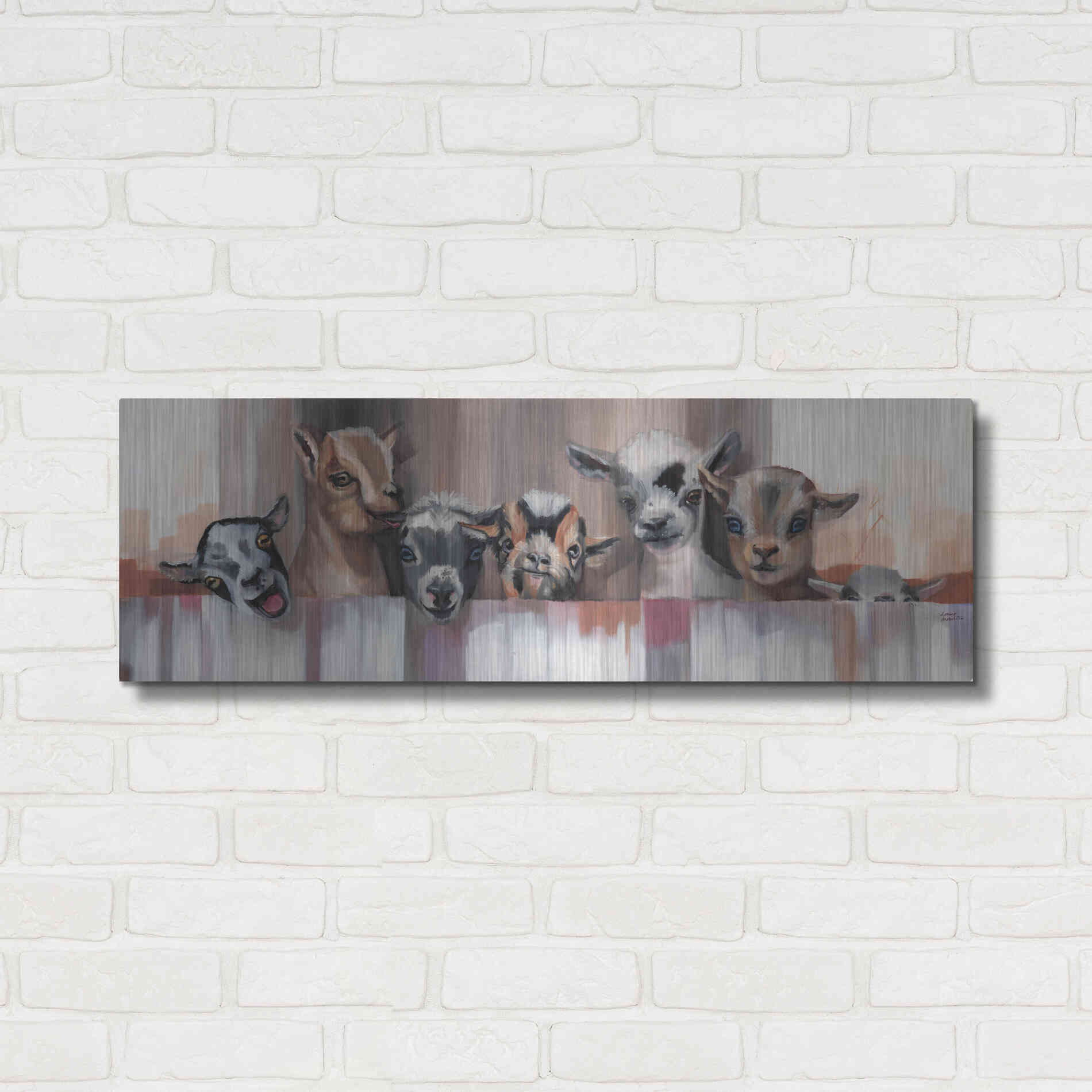Luxe Metal Art 'Goat Party' by Louise Montillio Metal Wall Art,36x12