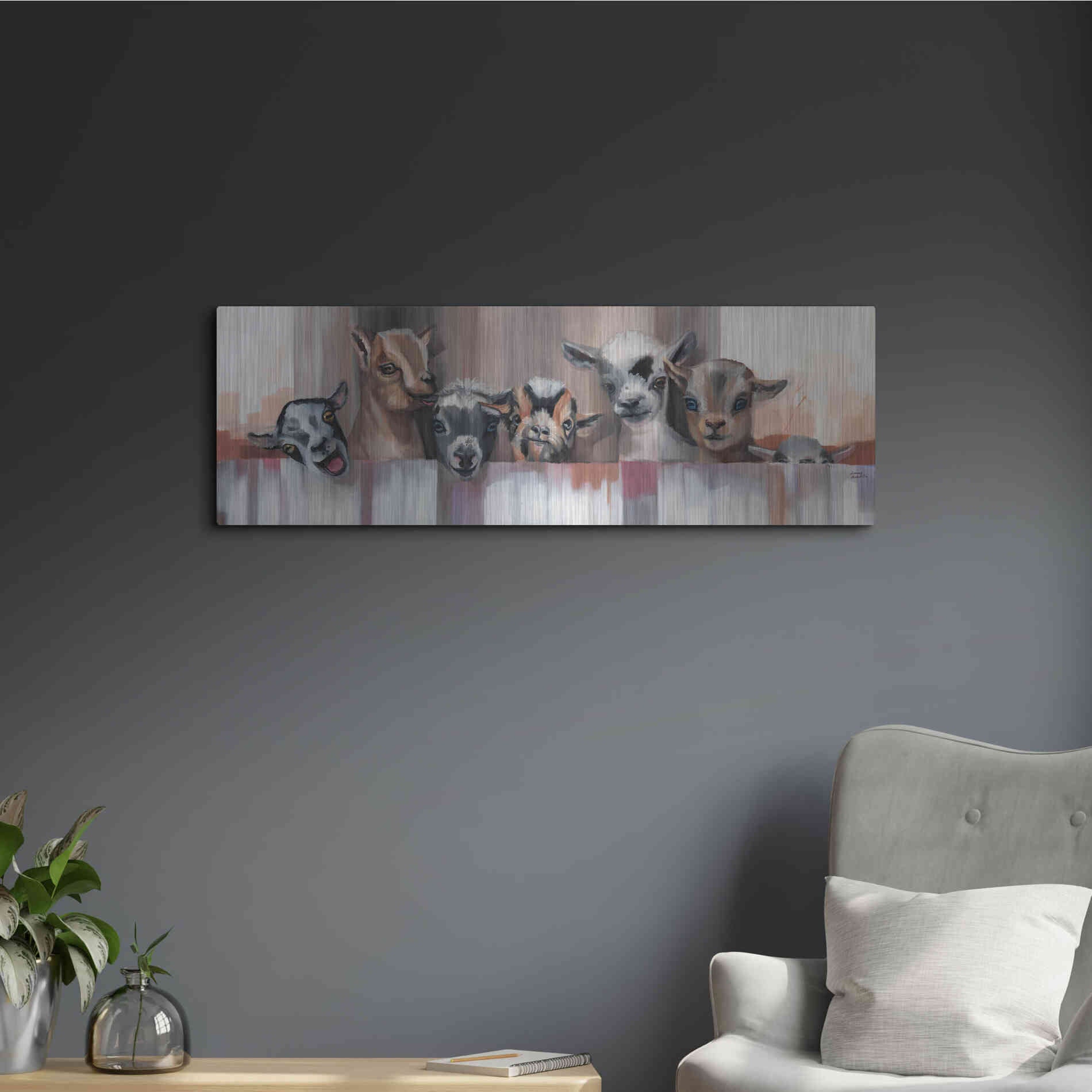 Luxe Metal Art 'Goat Party' by Louise Montillio Metal Wall Art,36x12