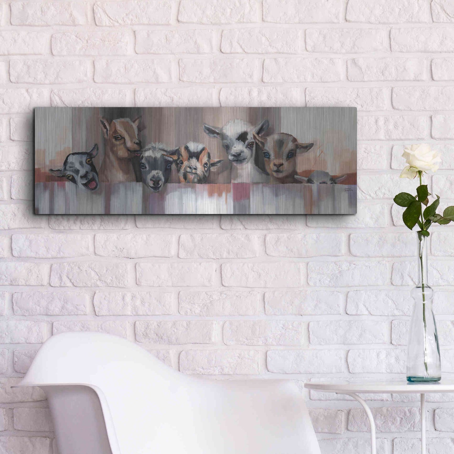 Luxe Metal Art 'Goat Party' by Louise Montillio Metal Wall Art,36x12