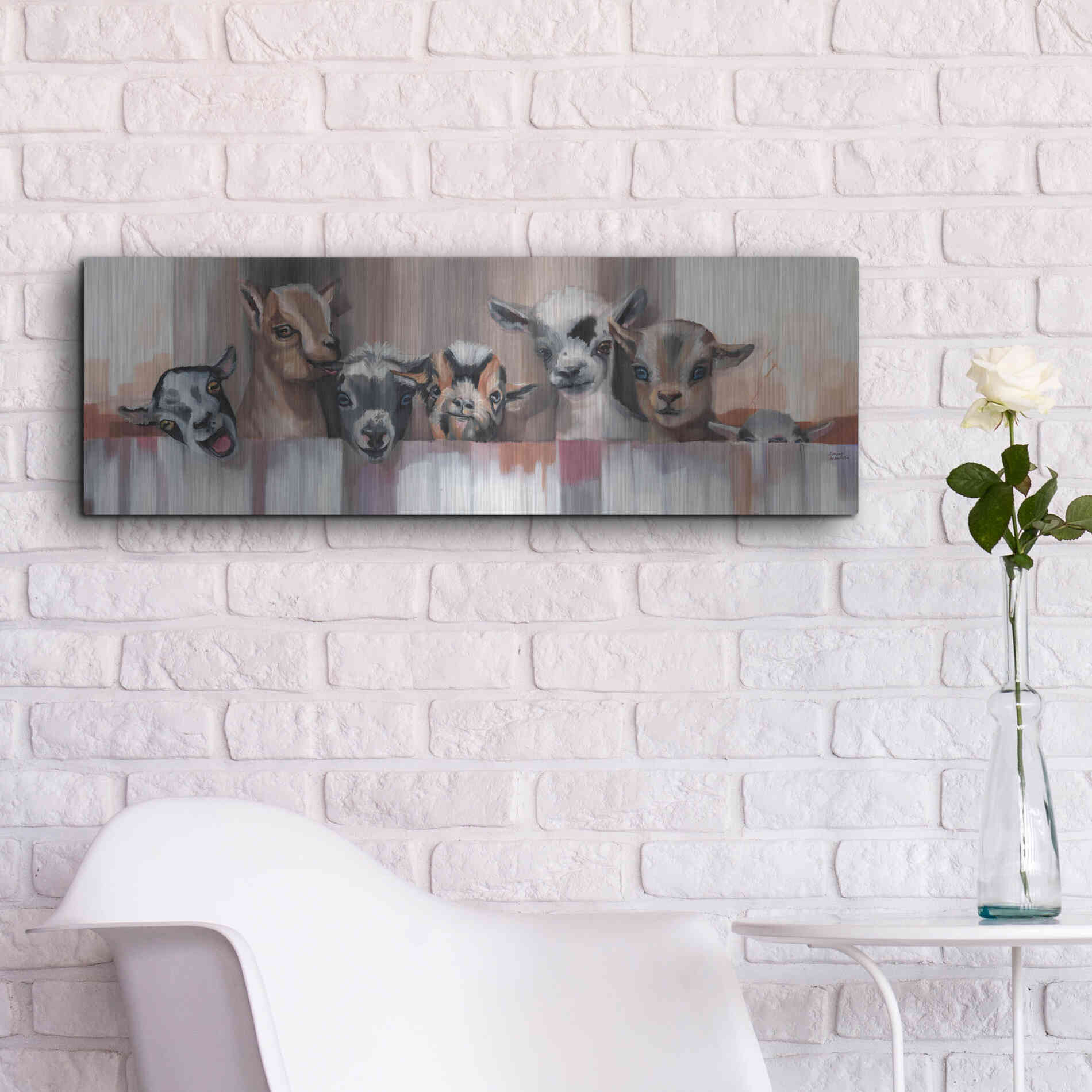Luxe Metal Art 'Goat Party' by Louise Montillio Metal Wall Art,36x12