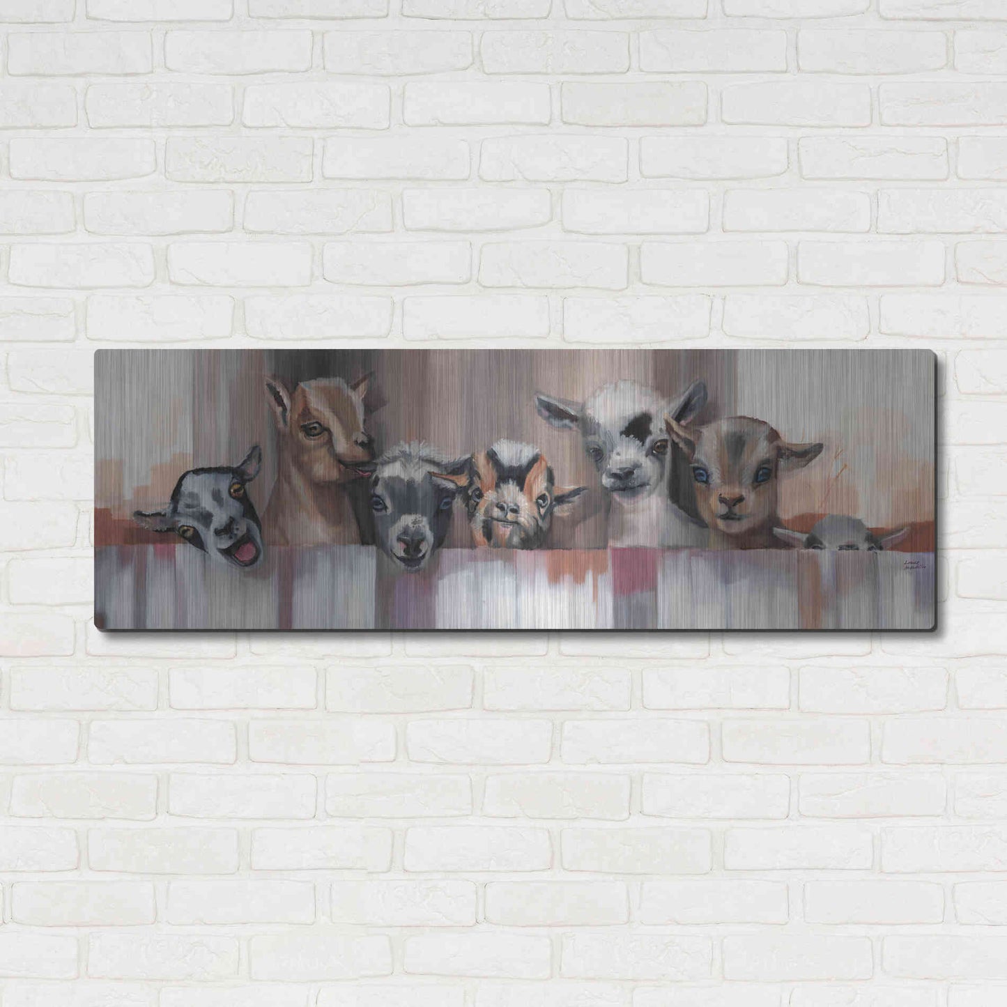 Luxe Metal Art 'Goat Party' by Louise Montillio Metal Wall Art,48x16