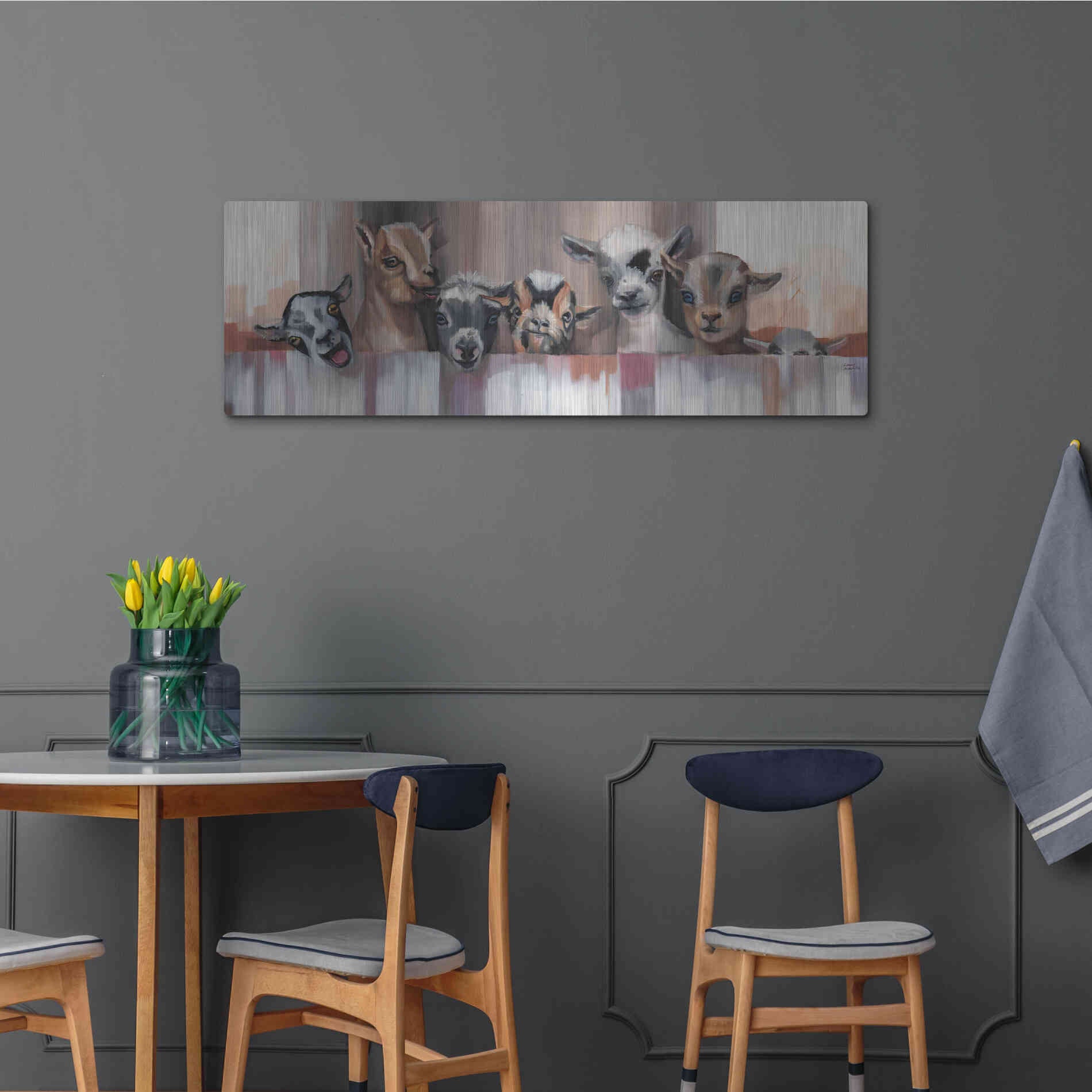 Luxe Metal Art 'Goat Party' by Louise Montillio Metal Wall Art,48x16