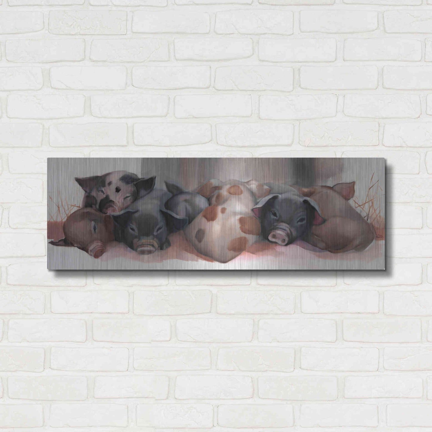 Luxe Metal Art 'Pig Pile' by Louise Montillio Metal Wall Art,36x12