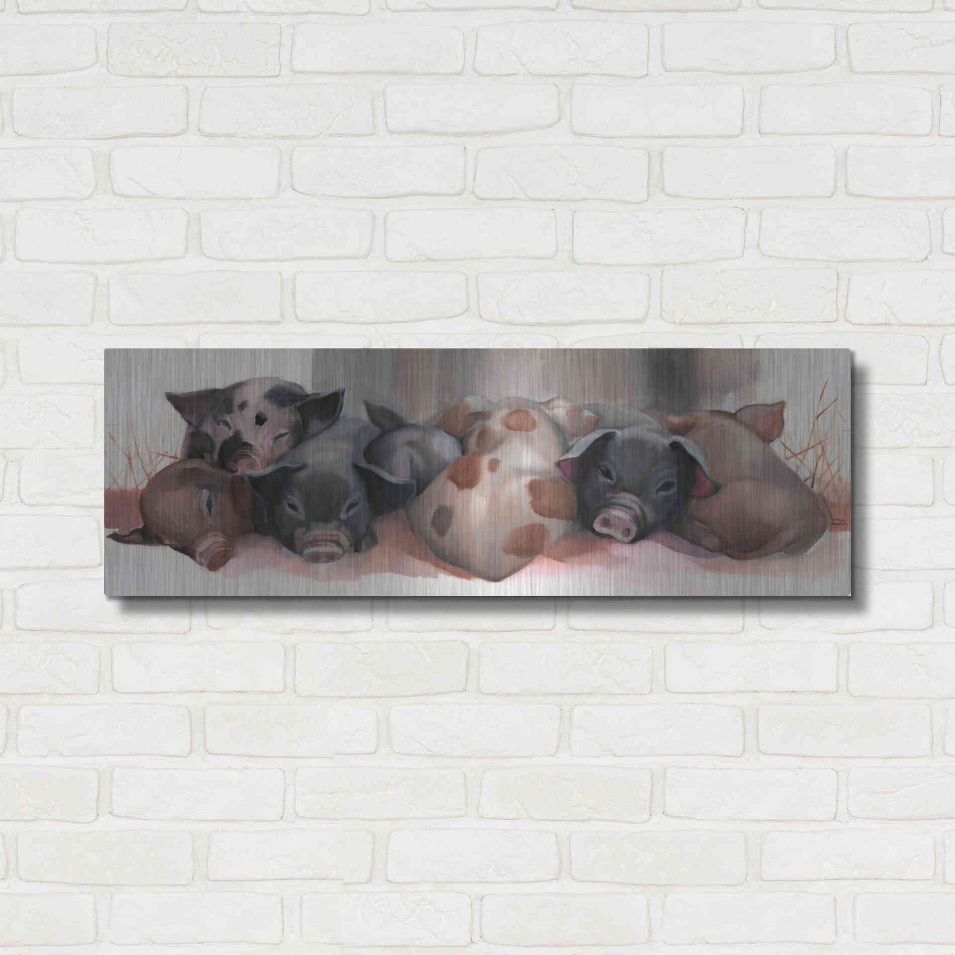 Luxe Metal Art 'Pig Pile' by Louise Montillio Metal Wall Art,36x12