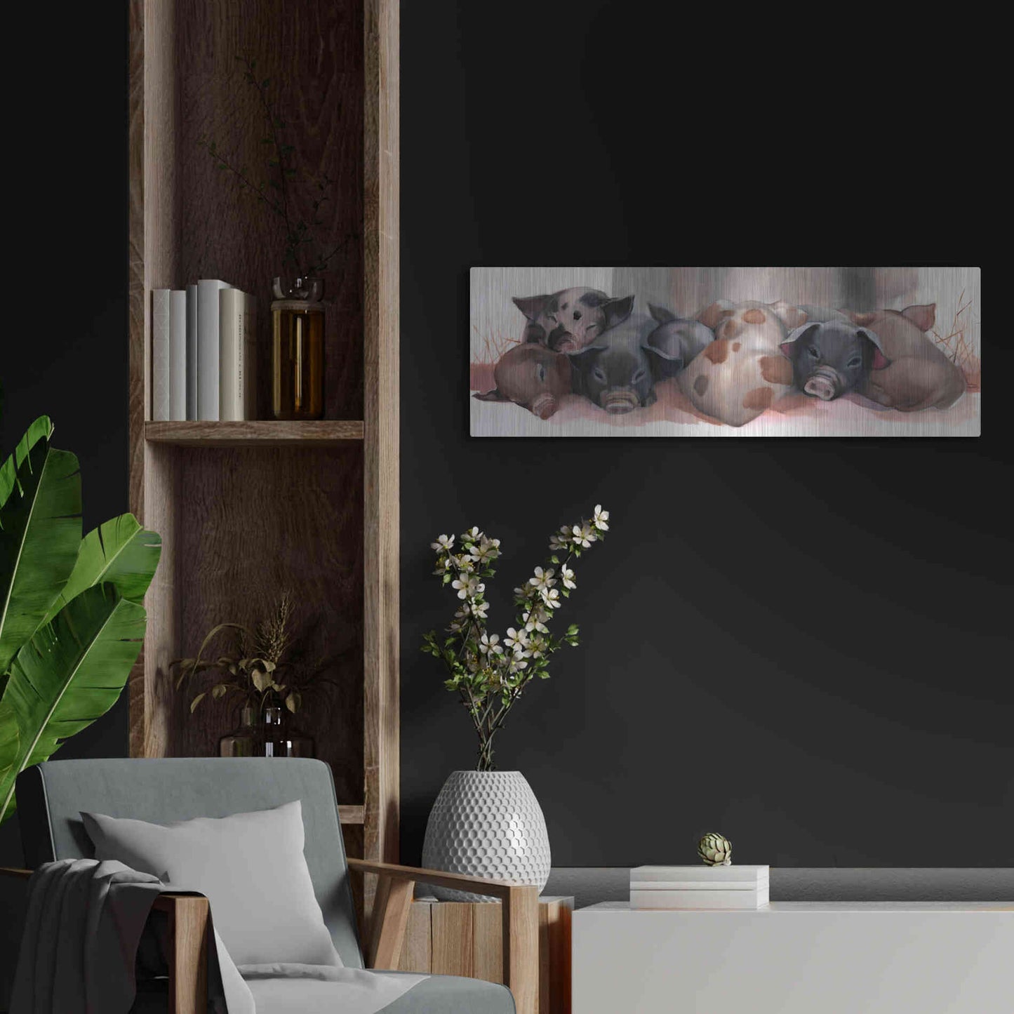 Luxe Metal Art 'Pig Pile' by Louise Montillio Metal Wall Art,36x12