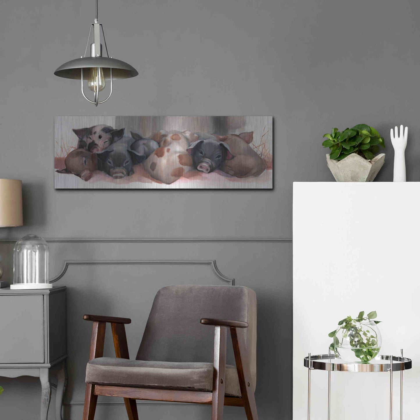Luxe Metal Art 'Pig Pile' by Louise Montillio Metal Wall Art,36x12