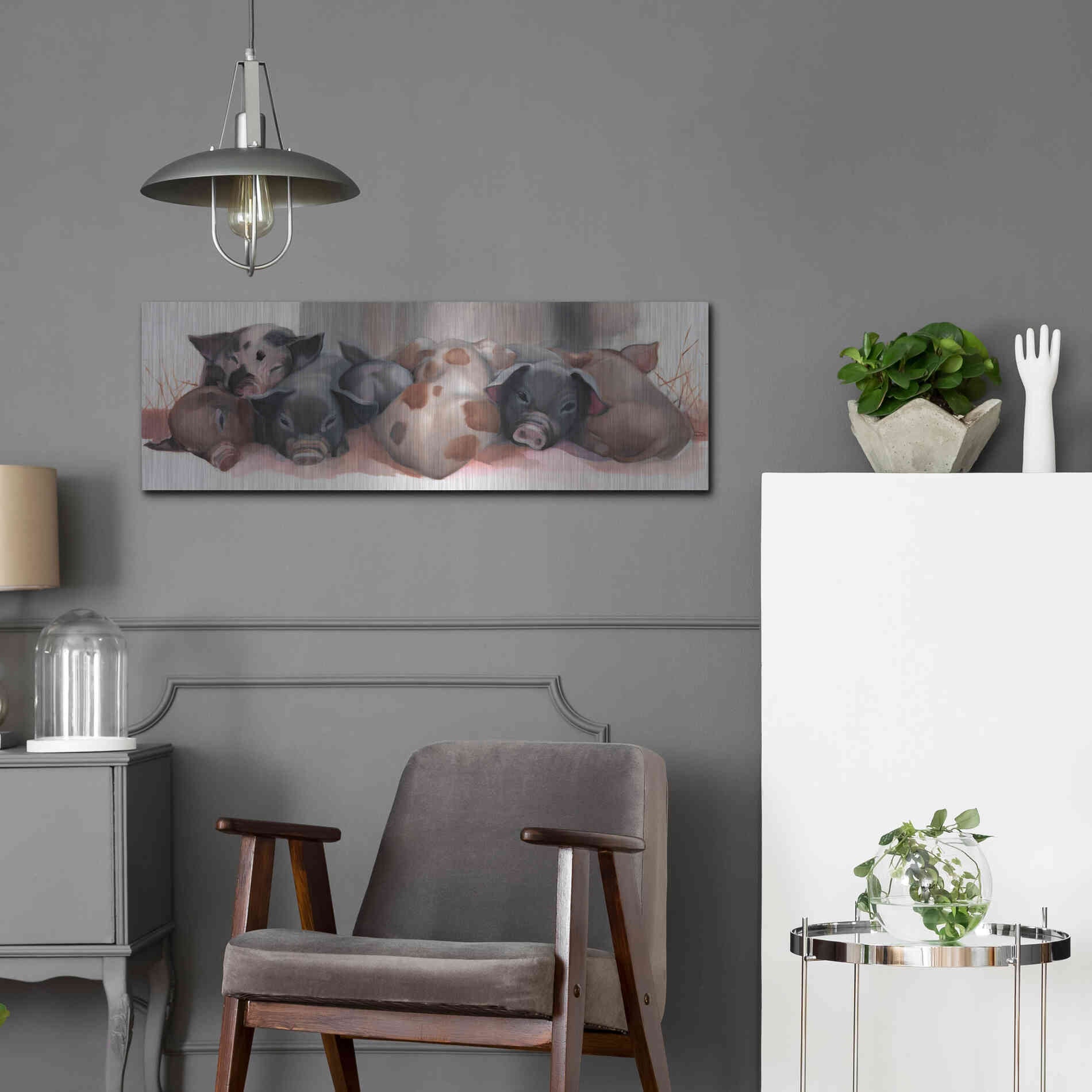 Luxe Metal Art 'Pig Pile' by Louise Montillio Metal Wall Art,36x12