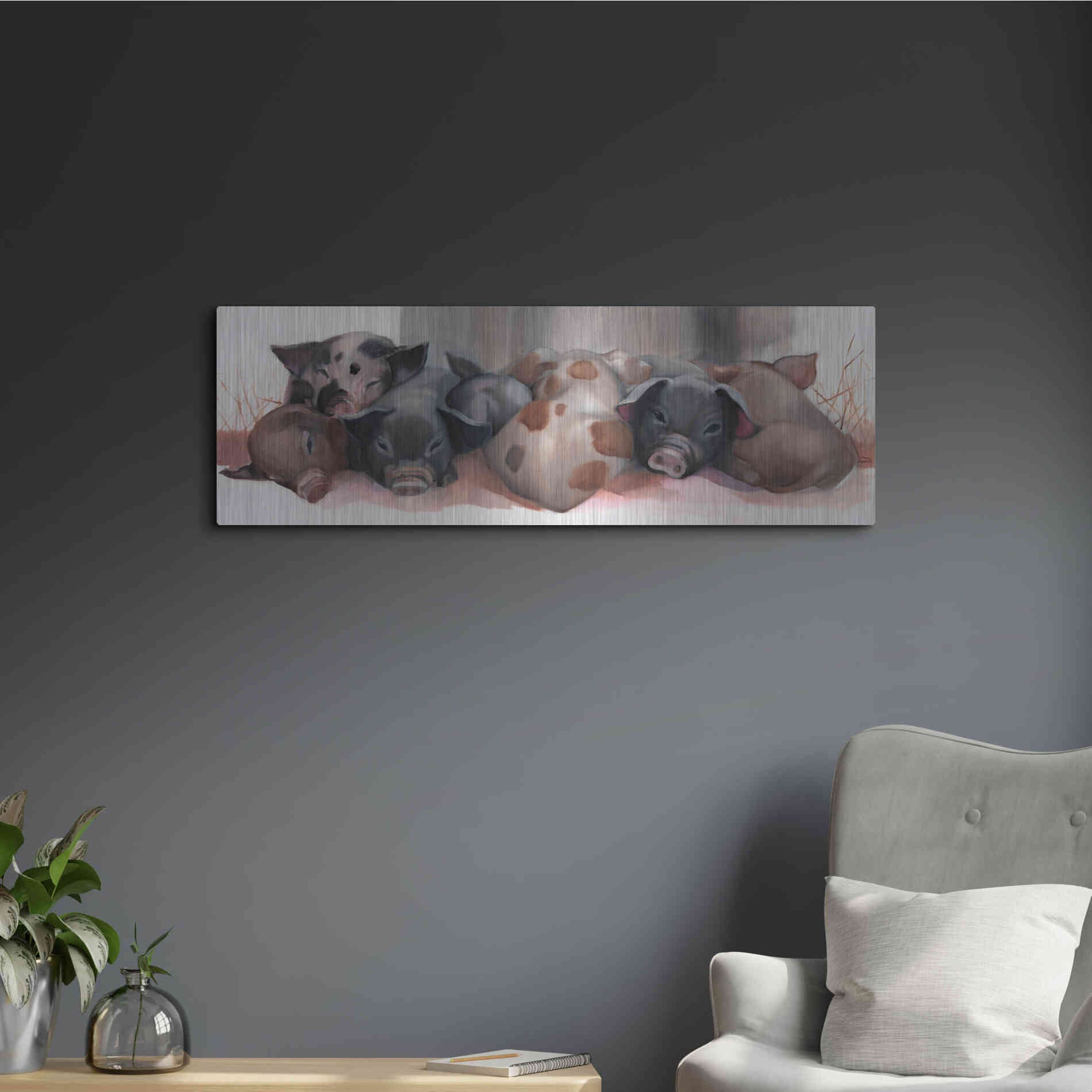 Luxe Metal Art 'Pig Pile' by Louise Montillio Metal Wall Art,36x12