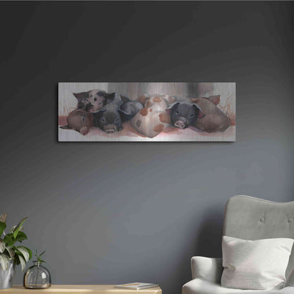 Luxe Metal Art 'Pig Pile' by Louise Montillio Metal Wall Art,36x12