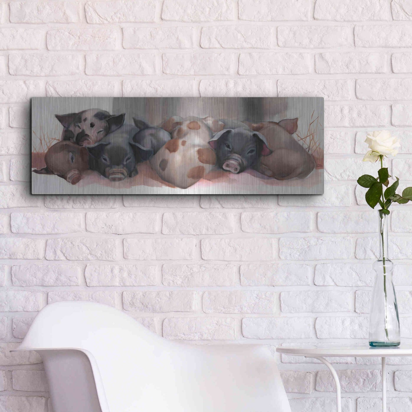 Luxe Metal Art 'Pig Pile' by Louise Montillio Metal Wall Art,36x12
