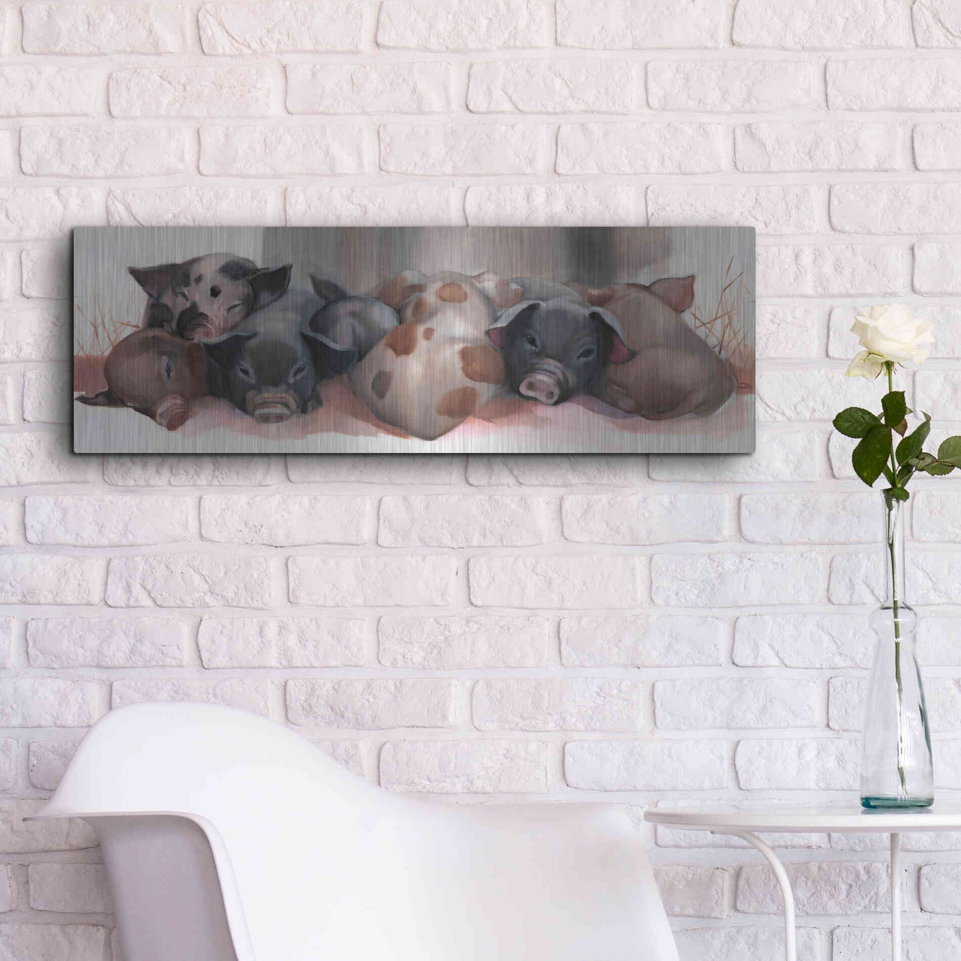 Luxe Metal Art 'Pig Pile' by Louise Montillio Metal Wall Art,36x12