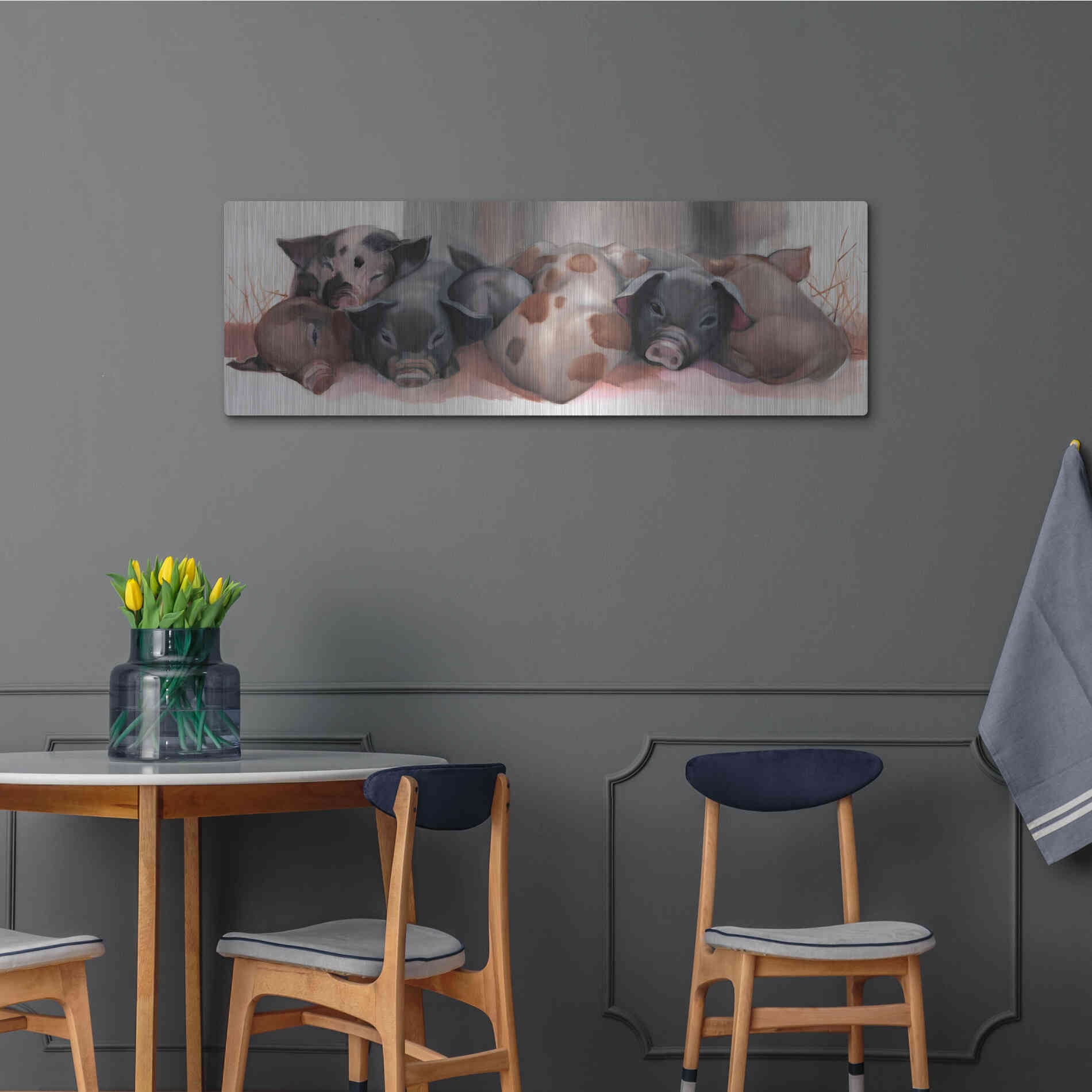 Luxe Metal Art 'Pig Pile' by Louise Montillio Metal Wall Art,48x16