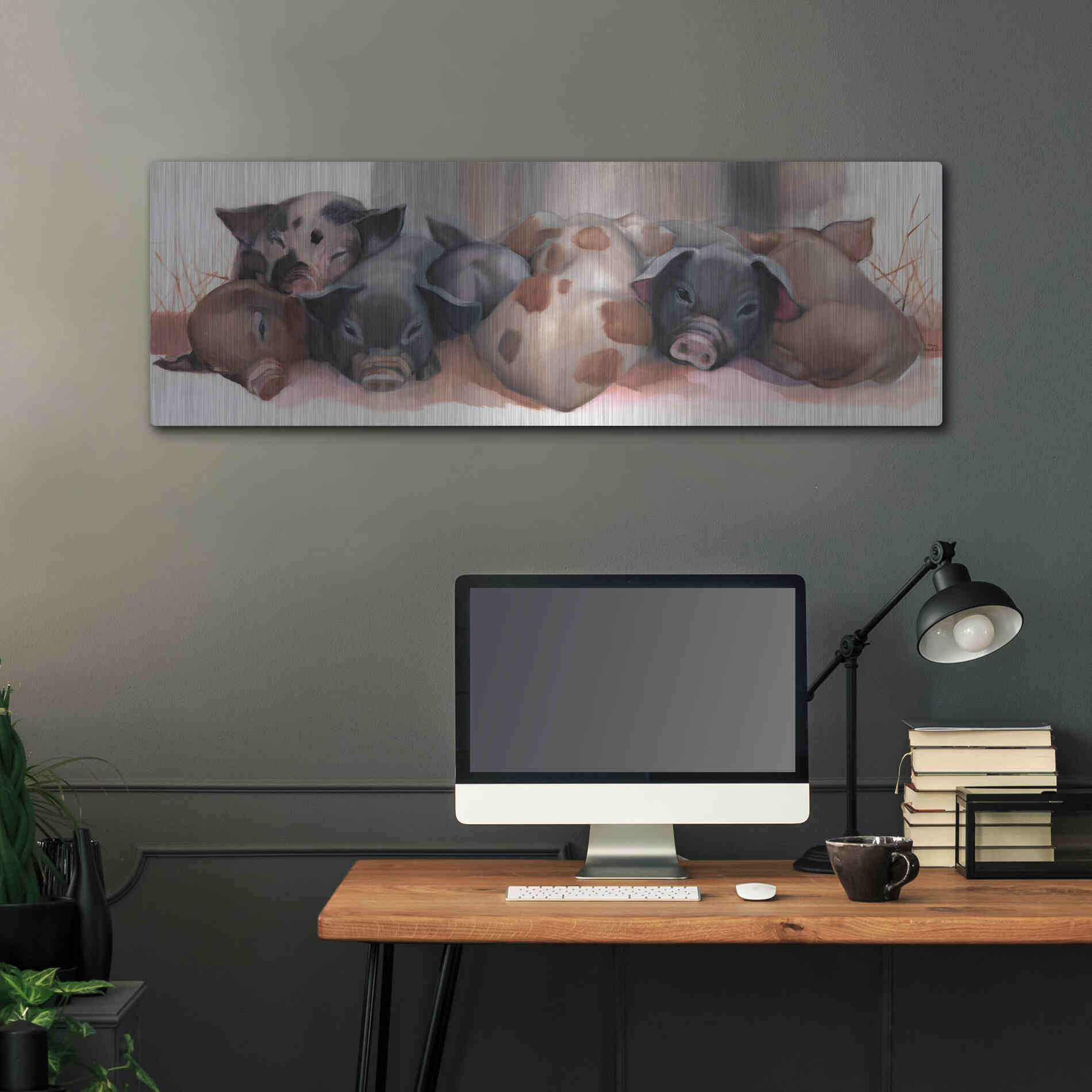 Luxe Metal Art 'Pig Pile' by Louise Montillio Metal Wall Art,48x16