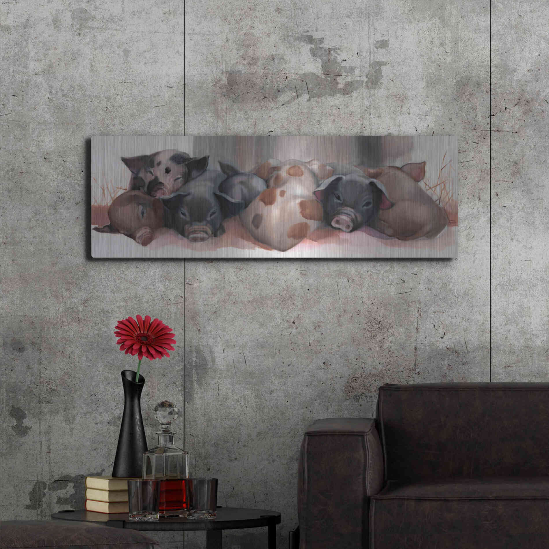 Luxe Metal Art 'Pig Pile' by Louise Montillio Metal Wall Art,48x16