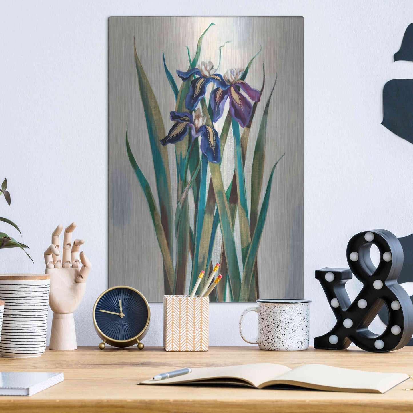 Luxe Metal Art 'Iris Inlay' by Louise Montillio Metal Wall Art,12x16