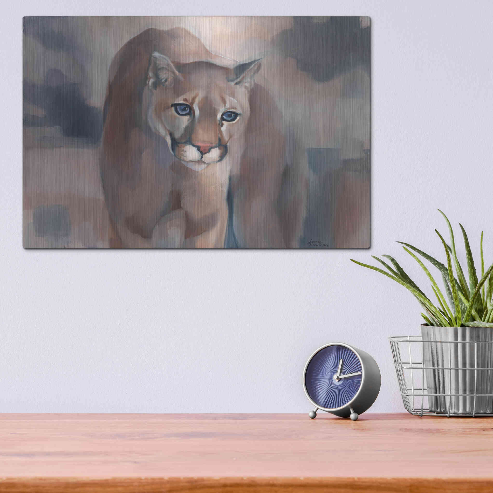 Luxe Metal Art 'Big Soft Kitty' by Louise Montillio Metal Wall Art,16x12
