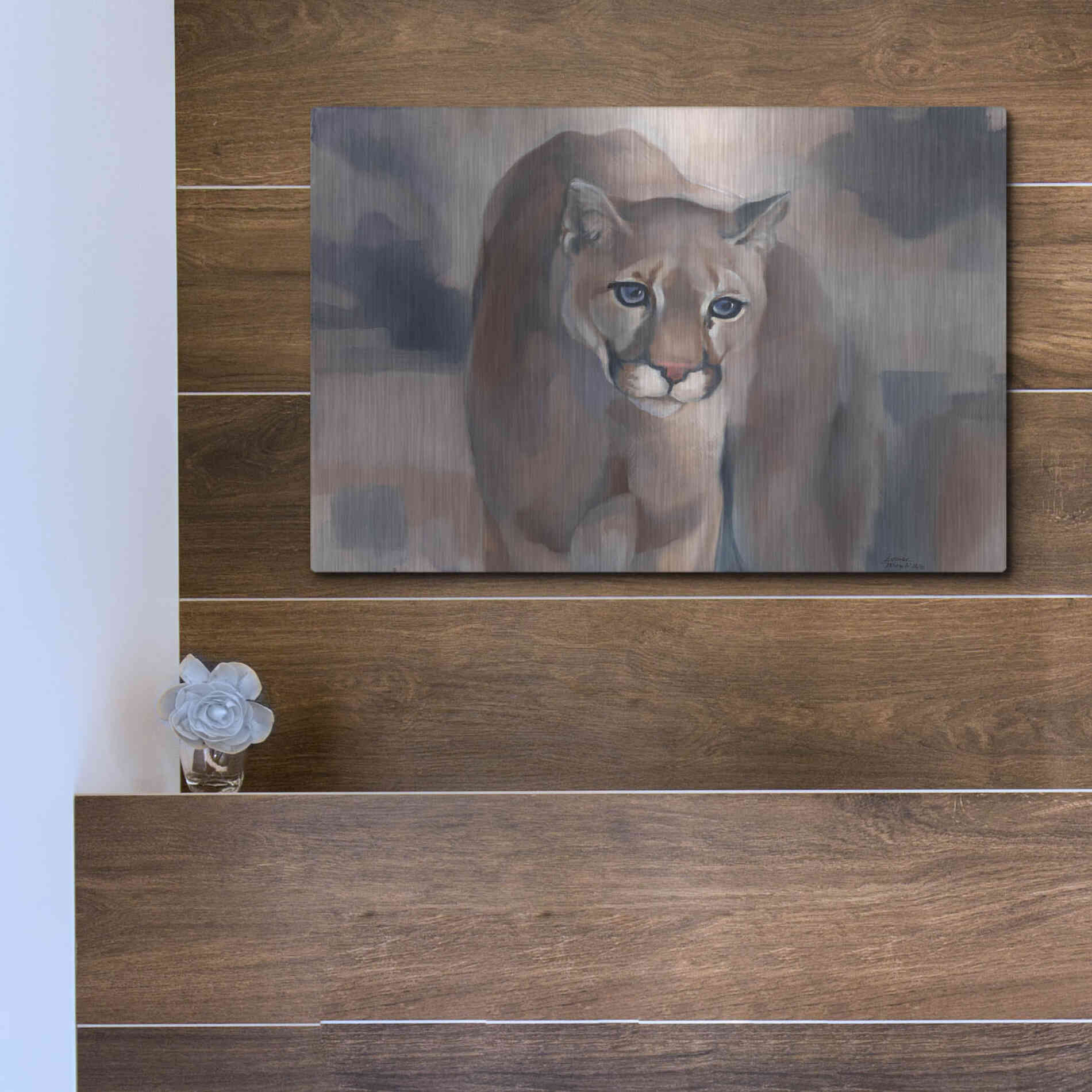 Luxe Metal Art 'Big Soft Kitty' by Louise Montillio Metal Wall Art,16x12