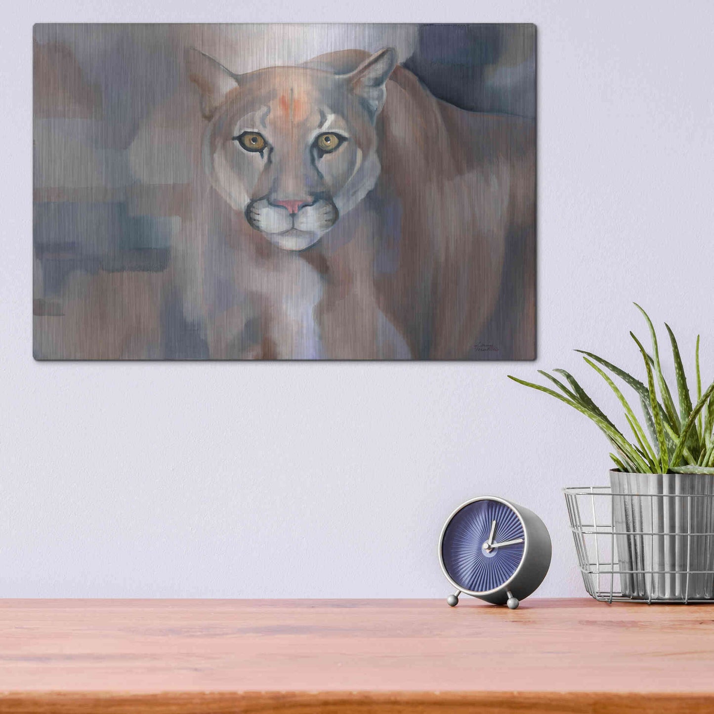 Luxe Metal Art 'Big King Kitty' by Louise Montillio Metal Wall Art,16x12