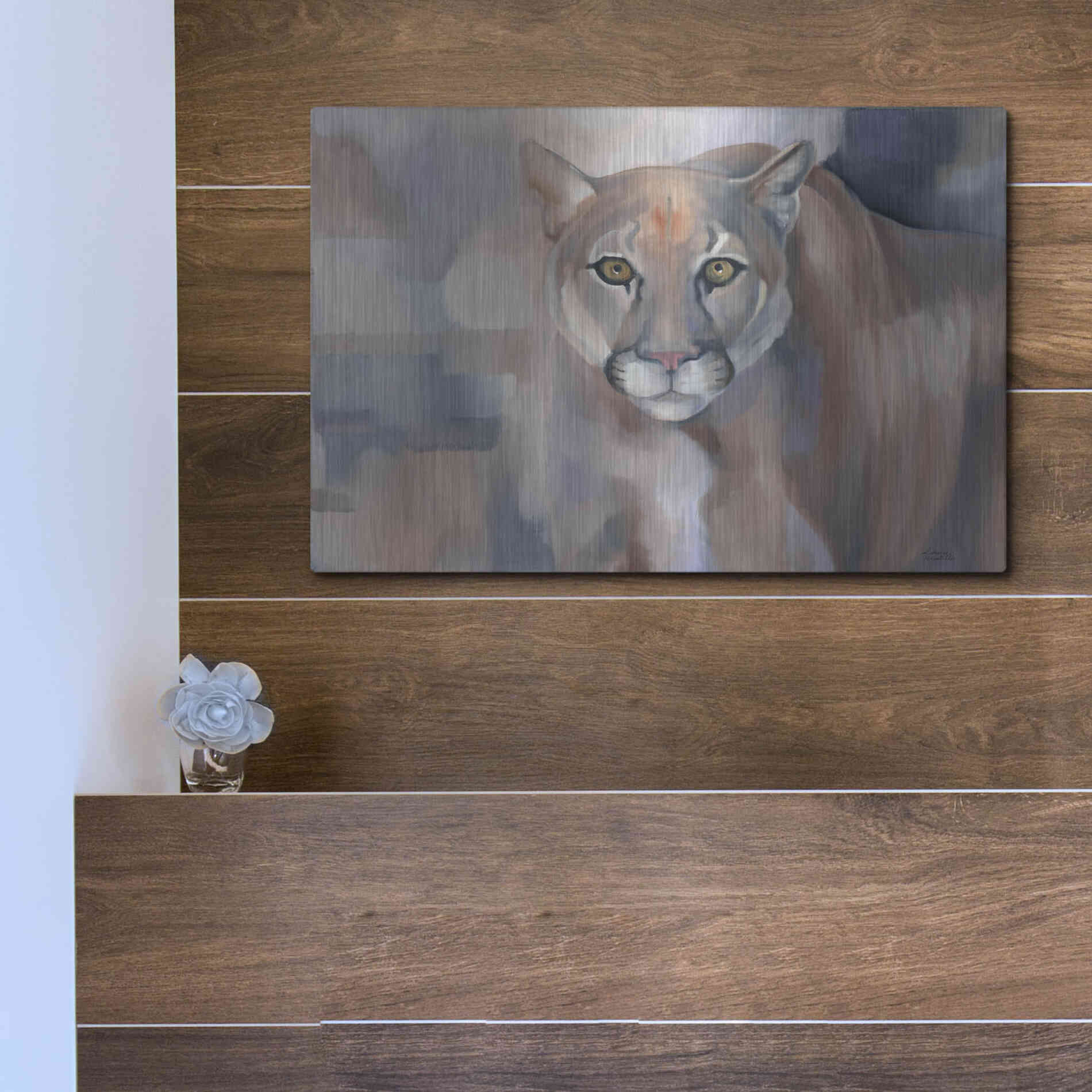 Luxe Metal Art 'Big King Kitty' by Louise Montillio Metal Wall Art,16x12