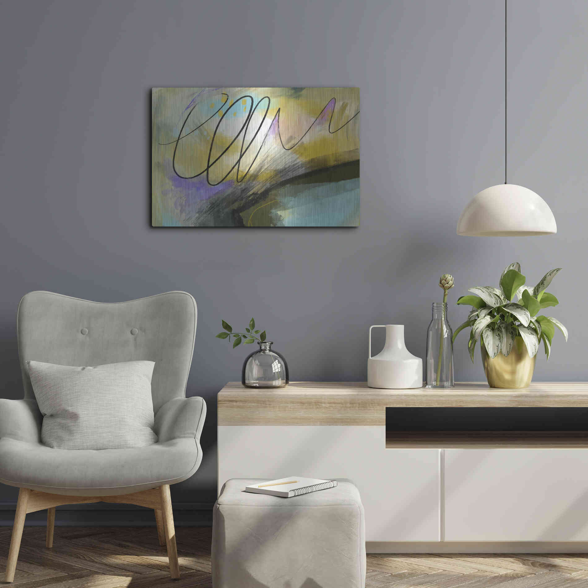 Luxe Metal Art 'Mumble' by Delores Naskrent, Metal Wall Art,24x16