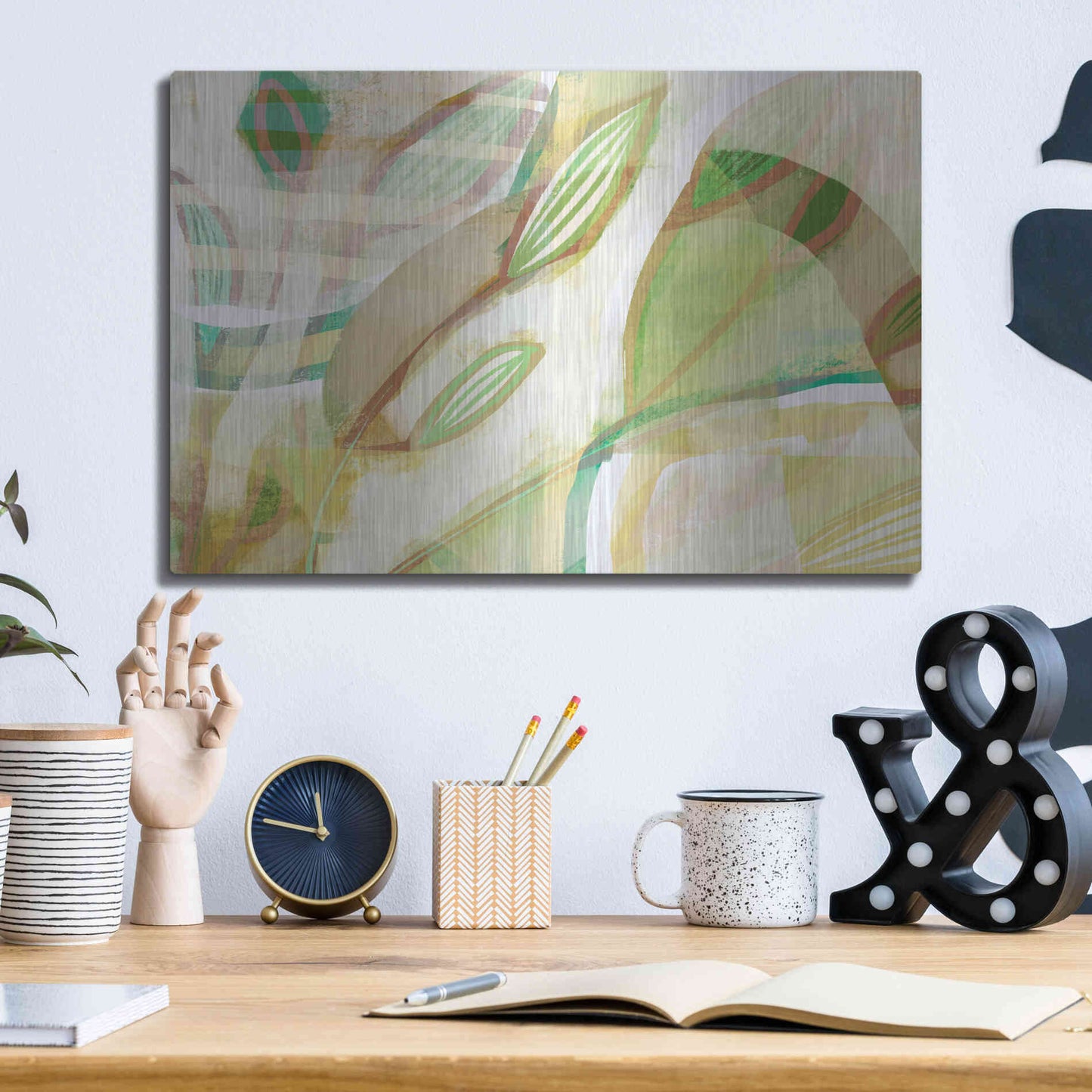 Luxe Metal Art 'Tangled Leaves' by Delores Naskrent Metal Wall Art,16x12