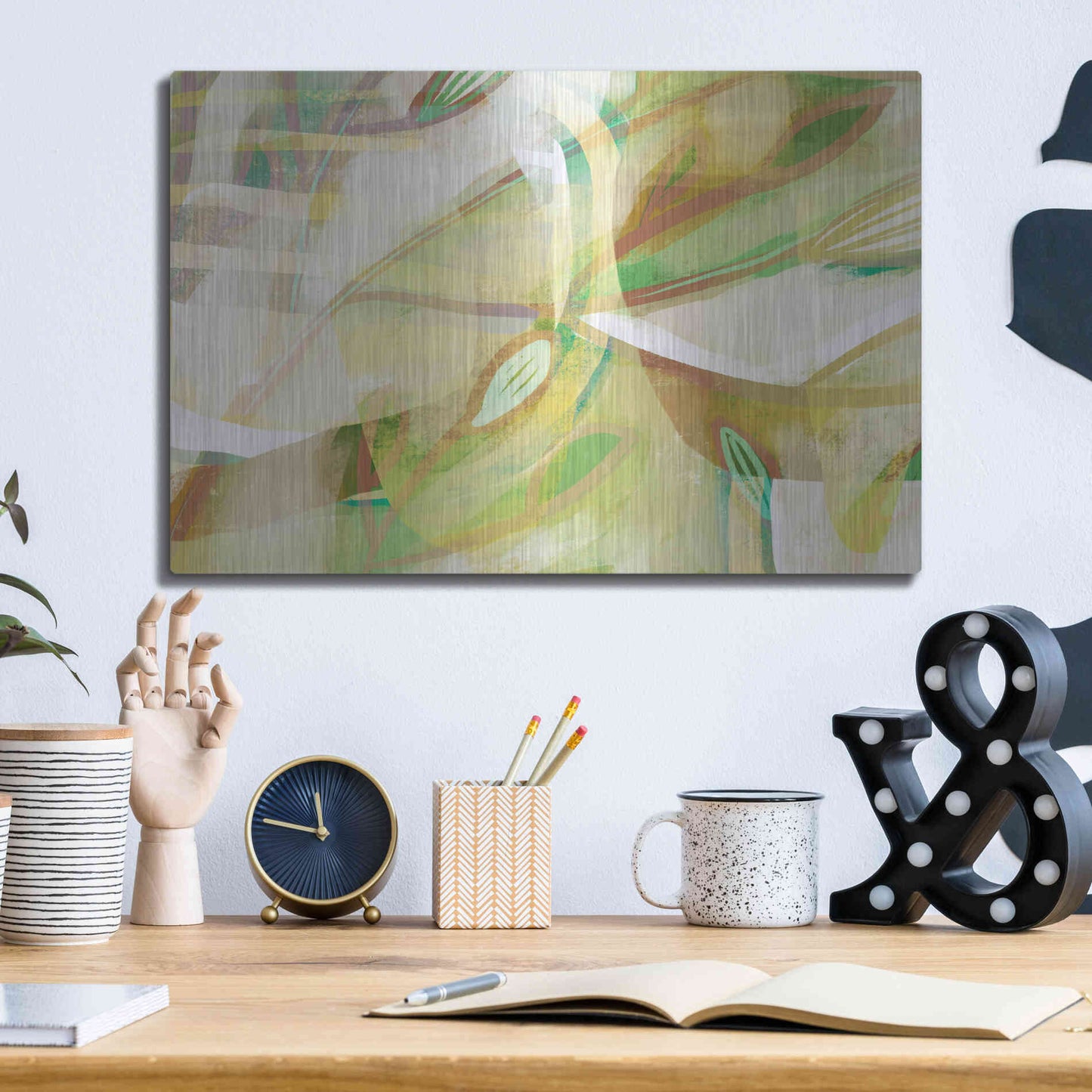 Luxe Metal Art 'Dusty Foliage' by Delores Naskrent Metal Wall Art,16x12