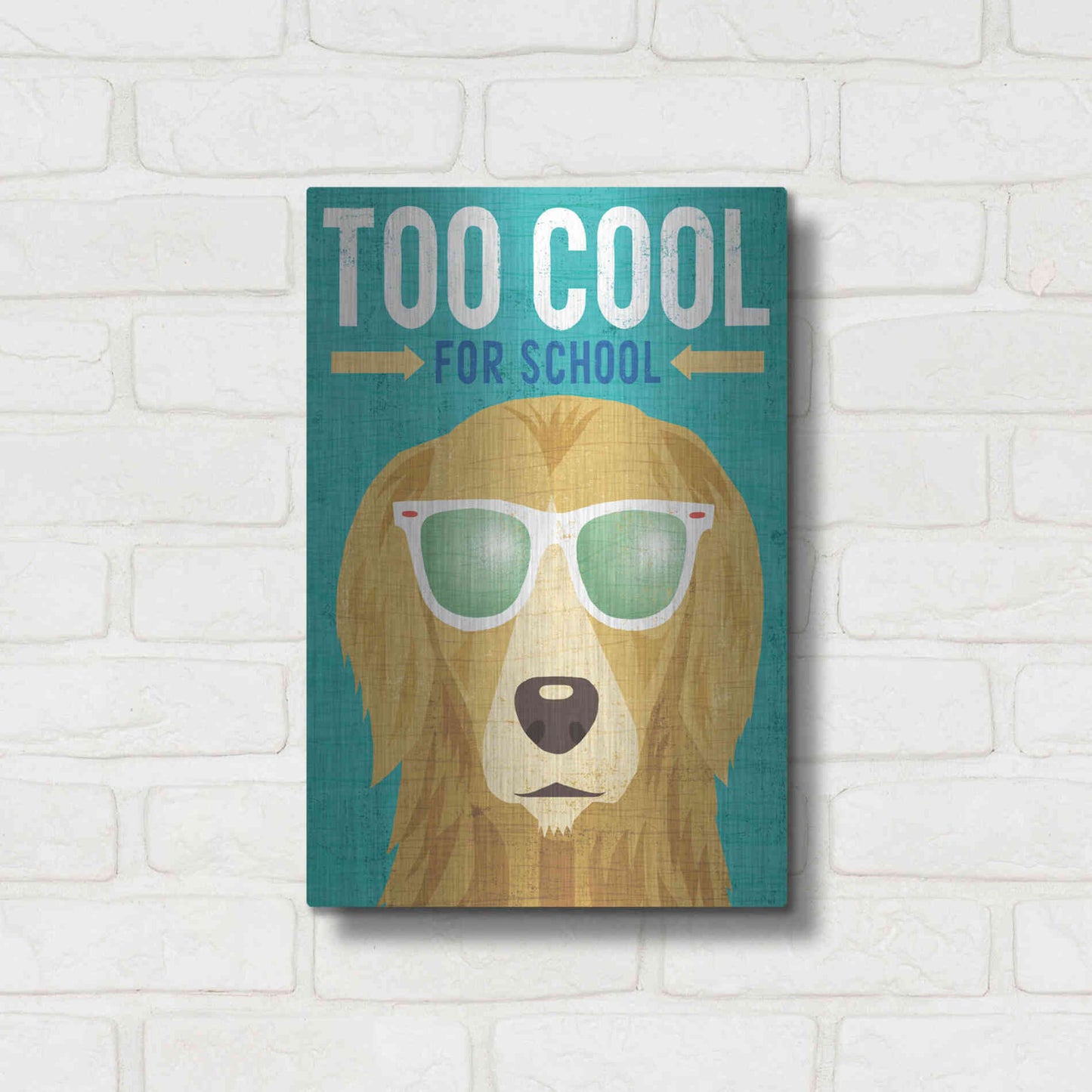 Luxe Metal Art 'Beach Bums Golden I Cool' by Michael Mullan, Metal Wall Art,12x16