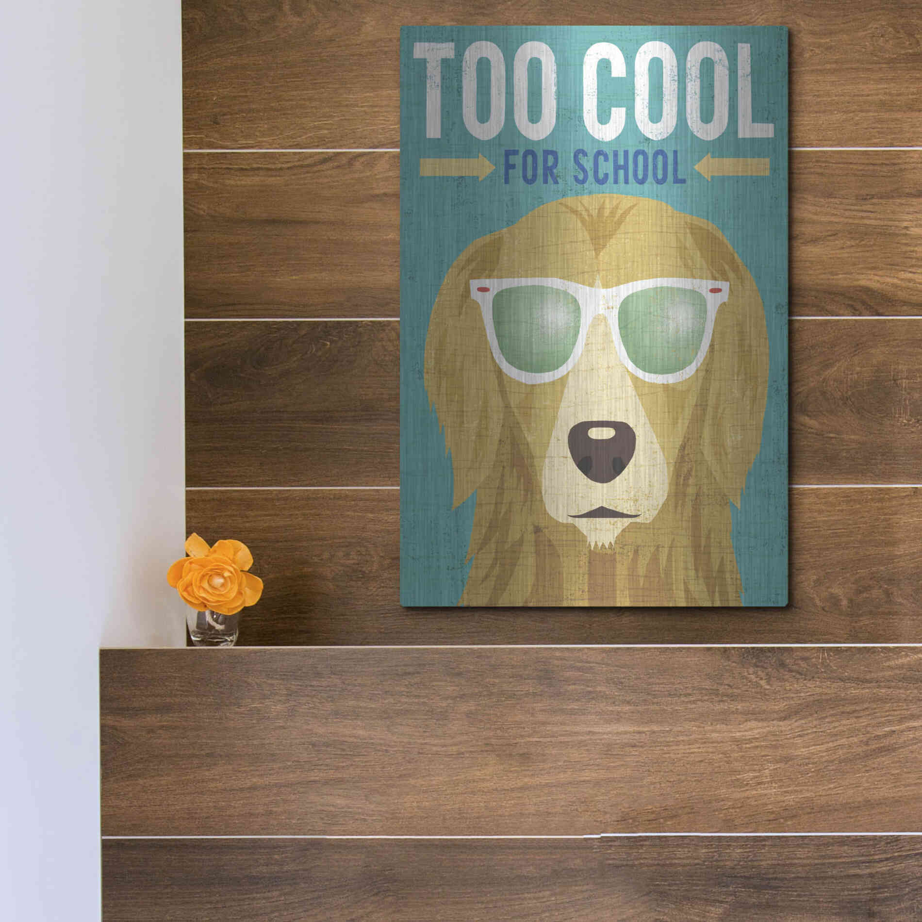 Luxe Metal Art 'Beach Bums Golden I Cool' by Michael Mullan, Metal Wall Art,12x16